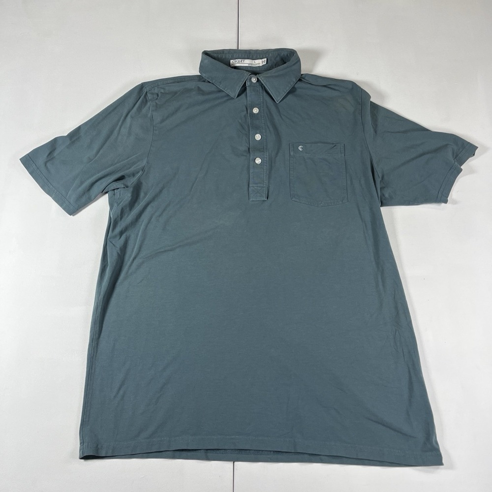 Criquet Polo Shirt Performance Pima Cotton Stretch Golf Blue Men's L